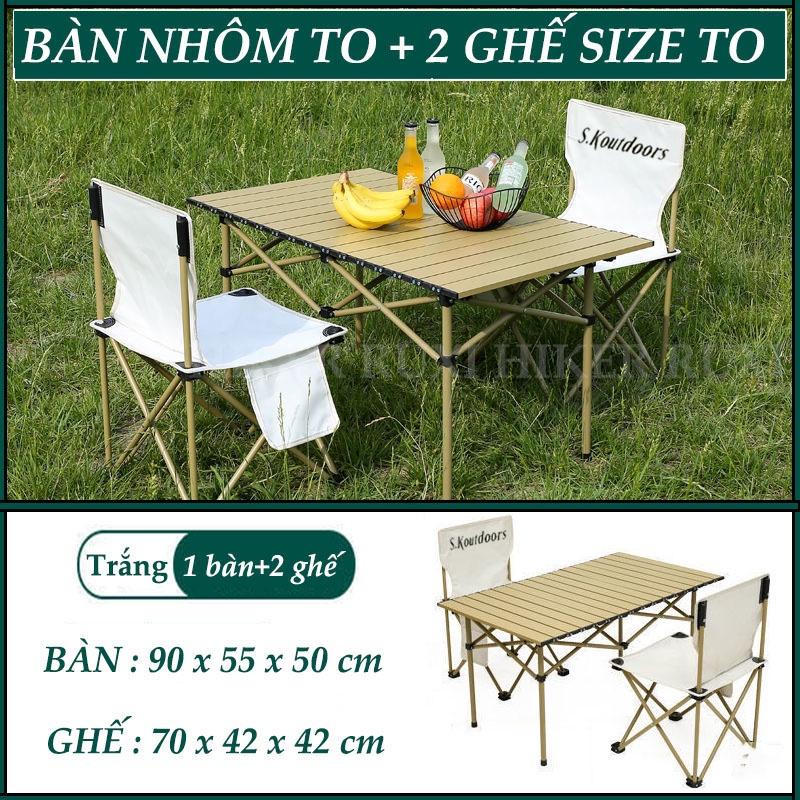 Bàn ghế nhôm gấp gọn dã ngoại camping siêu tiện lợi, bàn ghế picnic tiện dụng, dụng cụ cắm trại COMBO 1 BÀN + 2 GHẾ