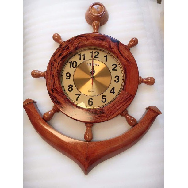 Đồng hồ gỗ mỏ neo cao cấp size 60 CM