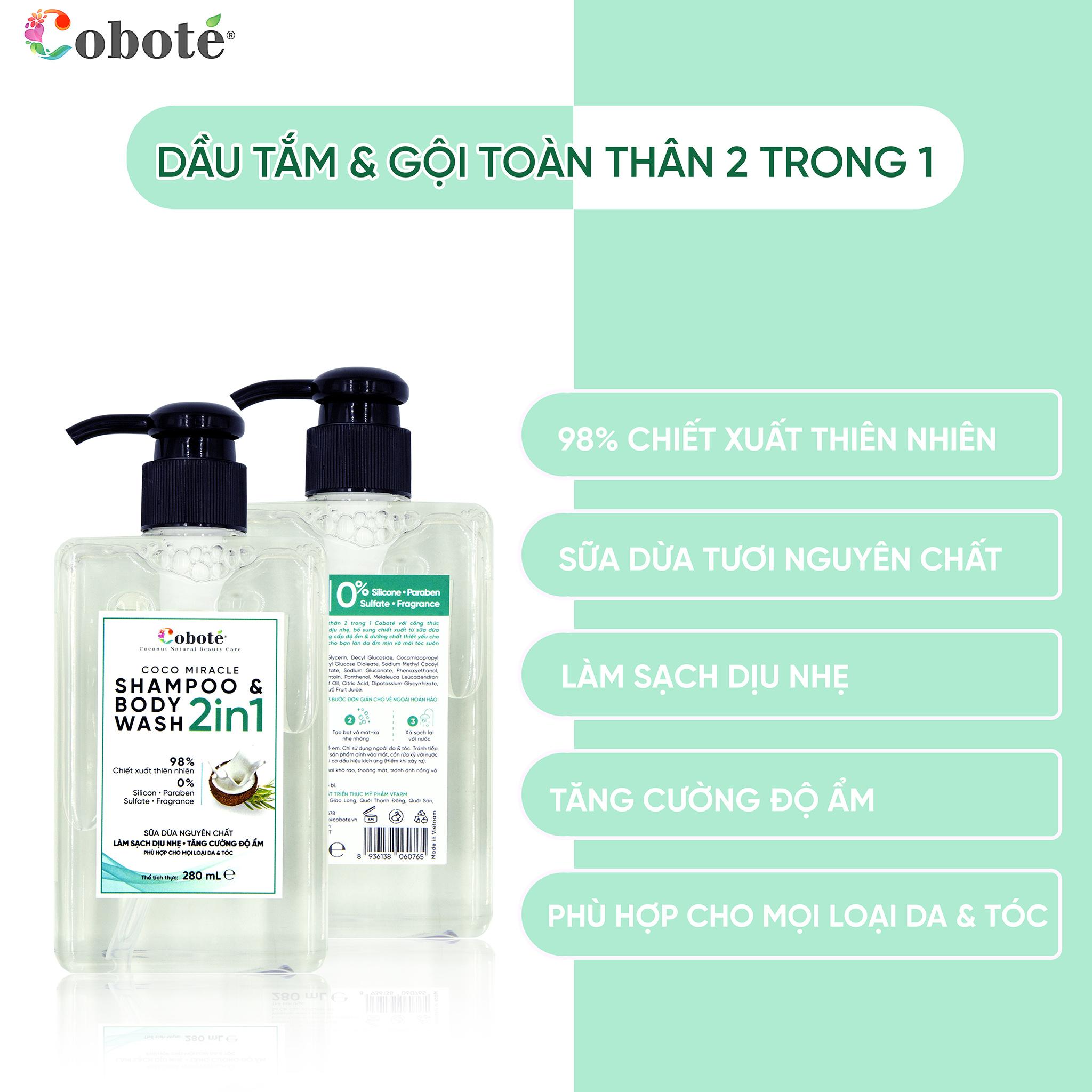 Cobote - Dầu Tắm Gội Toàn Thân 2IN1, Làm Sạch Và Thư Giãn Cơ Thể 280ML