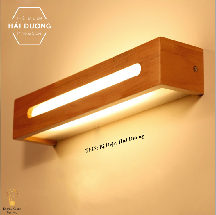 Đèn Tường Trang Trí Decor Hình Chữ Nhật Thân Gỗ Phong Cách Bắc Âu DT-161G - Led Siêu Sáng - Có Video