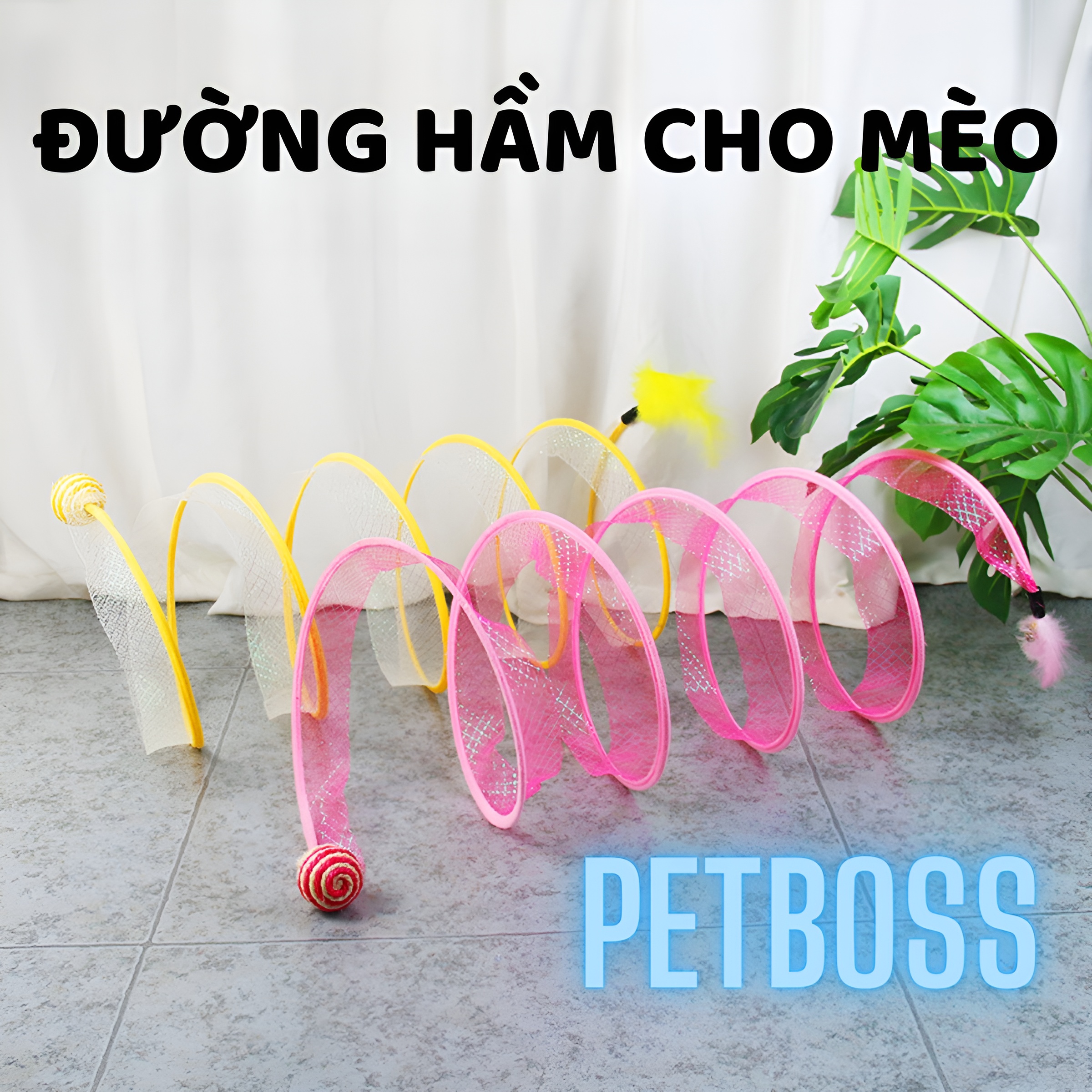 ĐƯỜNG HẦM LÒ XO CHO MÈO TỰ CHƠI VUI NHỘN, ĐỒ CHƠI CHO MÈO