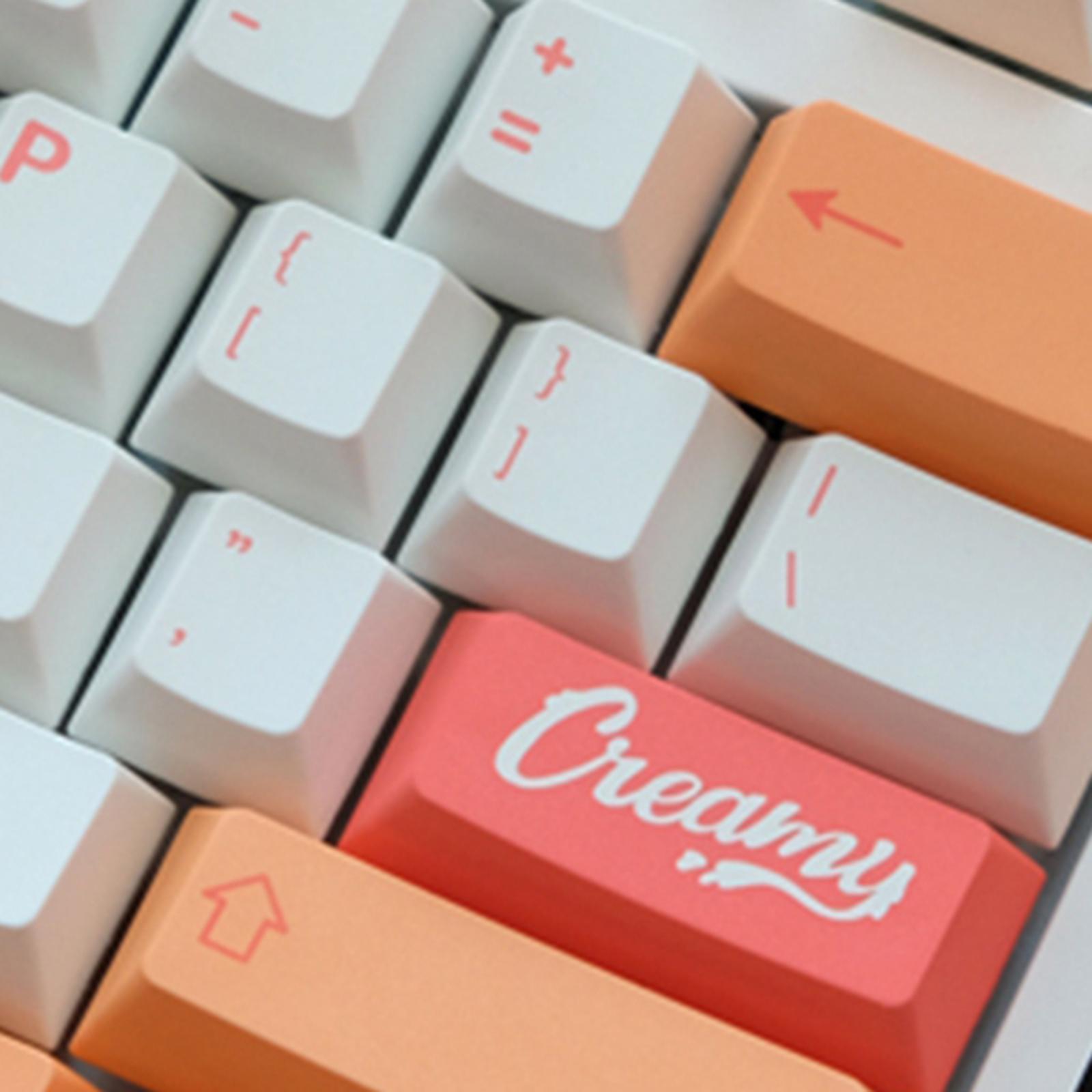 Universal 141 Keys PBT Keycaps, Dye Sub Cherry Profile, 6.25U Spacebar, ANSI Layout Peach Key Caps for Mechanical Gaming Keyboard Keycap Set