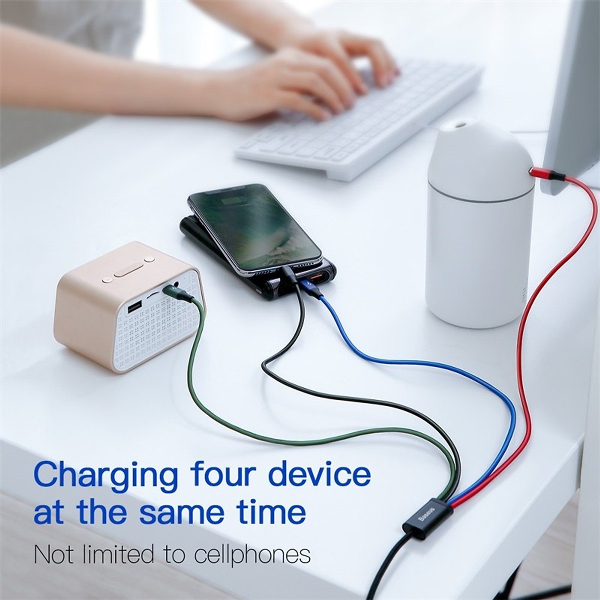 Dây cáp sạc đa năng 4 in1 2 Type-C, Lightning, Micro USB hiệu Baseus Rapid Series cho iPhone/ iPad, Smartphone &amp; Tablet Android (3.5A, 1.2M, Fast charge 4 in 1 Cable) - Hàng chính hãng