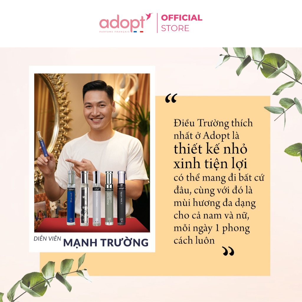Nước hoa nam chính hãng Adopt' Cuir indomptable Hương Thơm Cá Tính, Bí Ẩn, Mạnh Mẽ Dung Tích 30ml