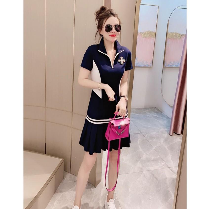 Đầm Polo nữ váy đuôi cá đính logo Quảng Châu cao cấp thương hiệu thời trang D&amp;R D049