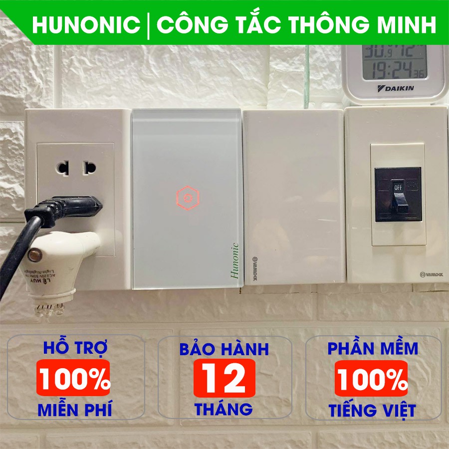 Công tắc thông minh Smart Home 1 nút dùng cho bình nước nóng, điều hoà . Công tắc cảm ứng WIFI kính cường lực hỗ trợ Google Assistant- Công tắc điện 2 màu đen trắng | Hàng Việt Nam Chất Lượng Cao