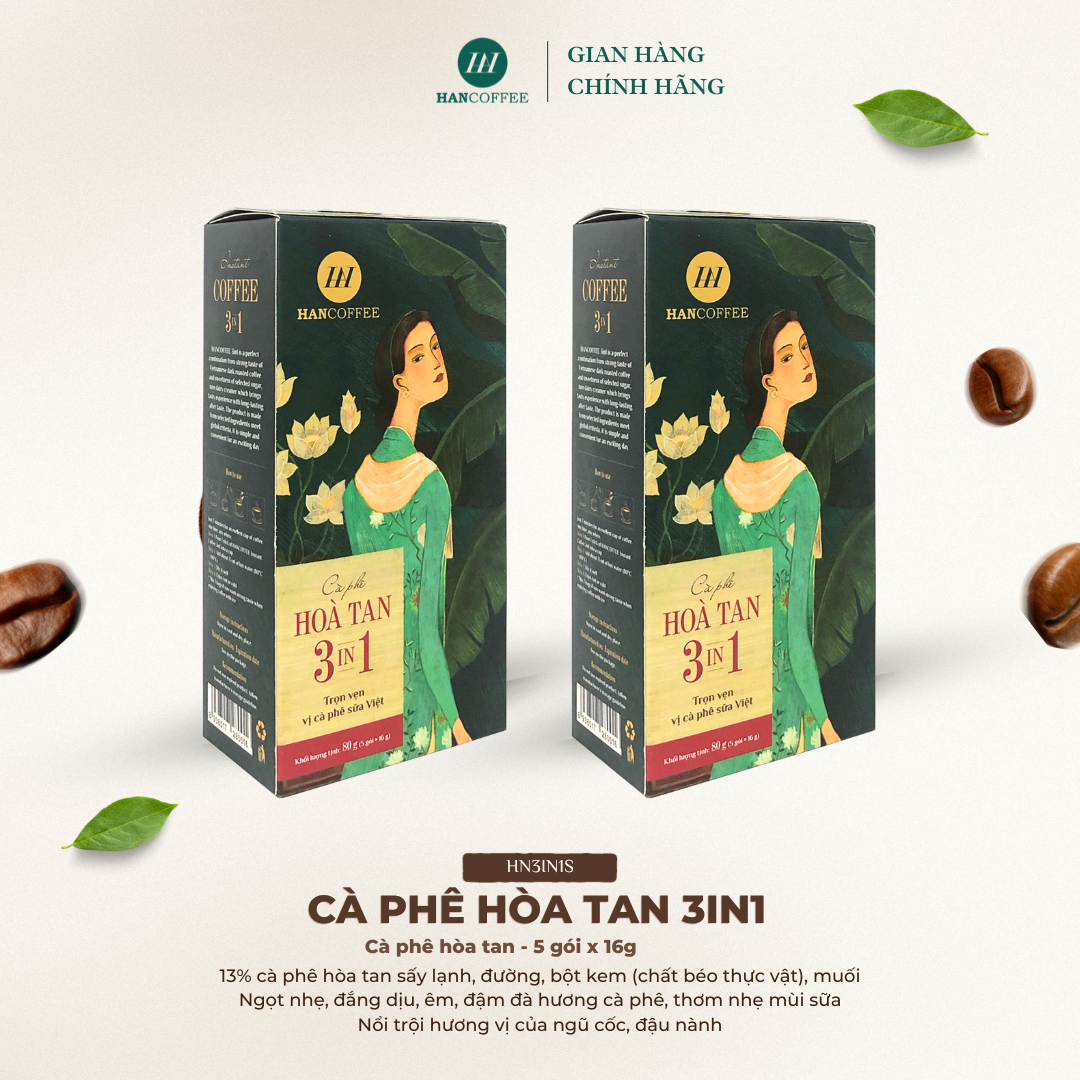 Cà Phê Hòa Tan 3IN1 Sấy Lạnh HANCOFFEE Đậm Hương Cà Phê, Thơm Nhẹ Mùi Sữa Hộp 5 Gói - HN3IN1S