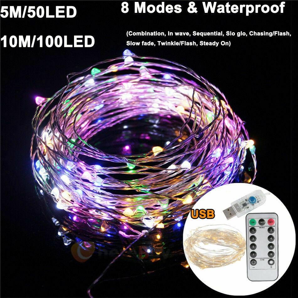 Dây Đèn Led 10m 8 Chế Độ Điều Khiển Từ Xa Chống Thấm Nước Trang Trí Nhà Cửa