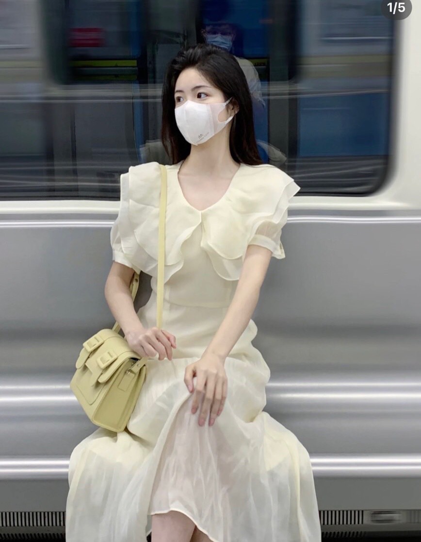 Đầm maxi tơ cổ bèo ulzzang hàn quốc