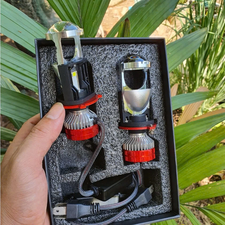 Đèn Pha LED Bi Cầu V80 H4-J45 Bản Cao Cấp – Cắt Sáng Chuẩn, Chống Chói, Có Trợ Pha LASZE (Xem Video)