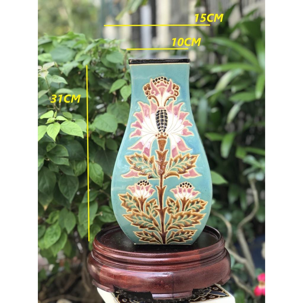 BÌNH HOA TỨ DIỆN GỐM SỨ NAM BỘ TRANG TRÍ DECOR CẤM HOA