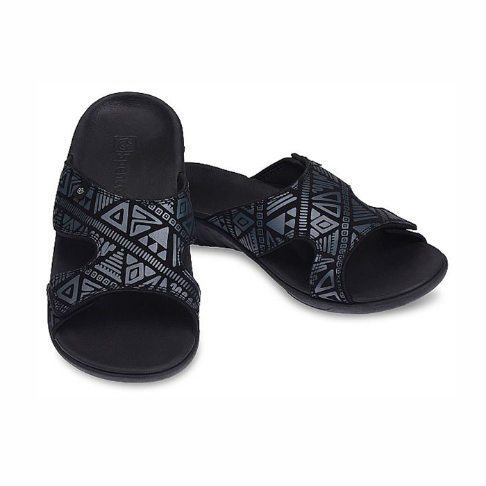 Dép sức khỏe nam Spenco Kholo Tribal Black - Dép quai ngang nam cho bàn chân bẹt, bàn chân vòm thấp