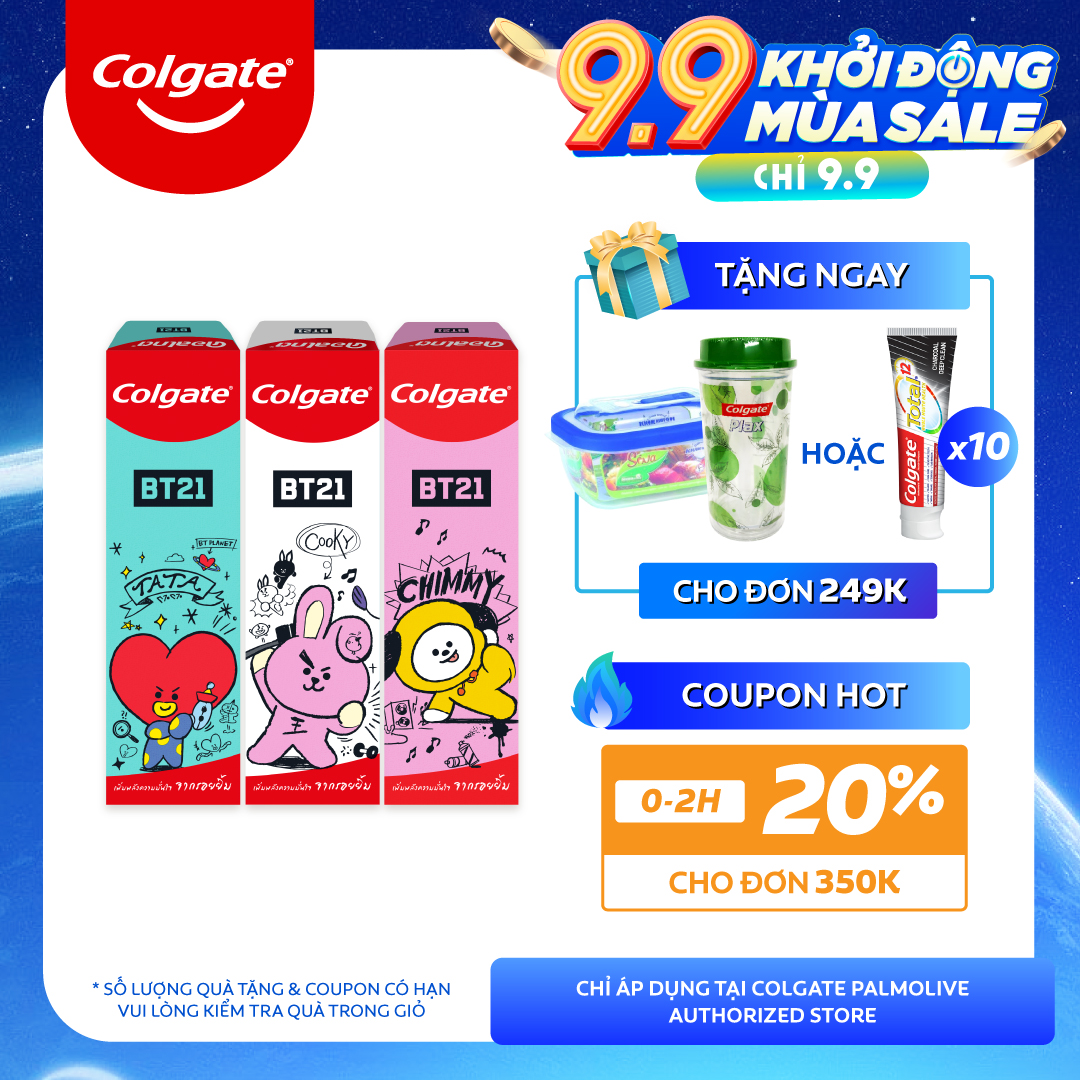 Bộ 3 Kem đánh răng Colgate BT21 - Nụ cười tự tin 75gx3 phiên bản giới hạn