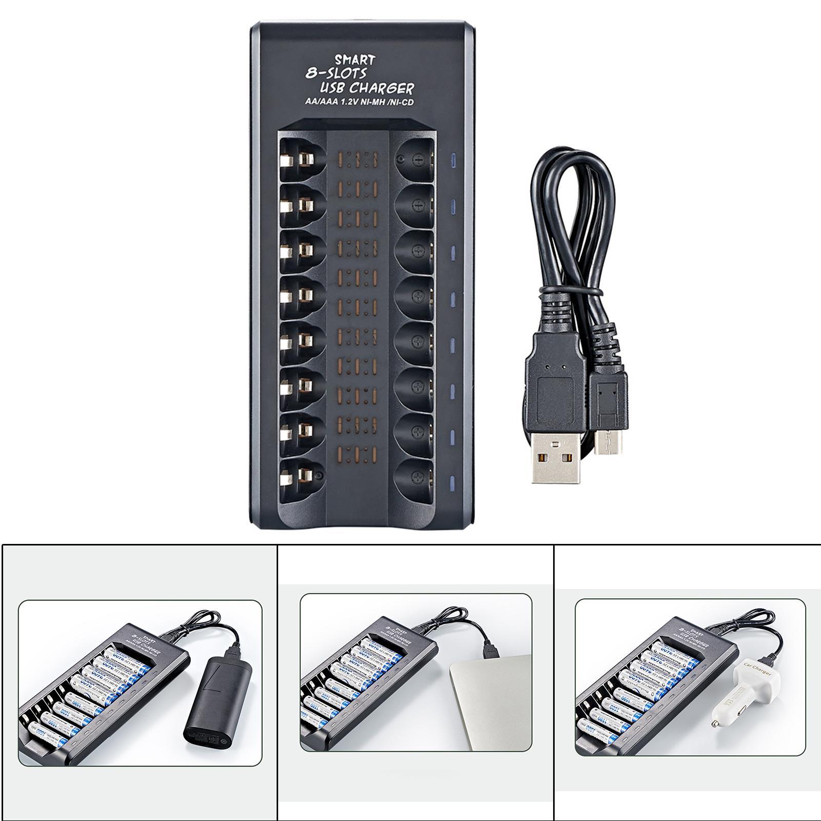 8-slot 1.2V AA/AAA Battery Rechargeable USB Charger
