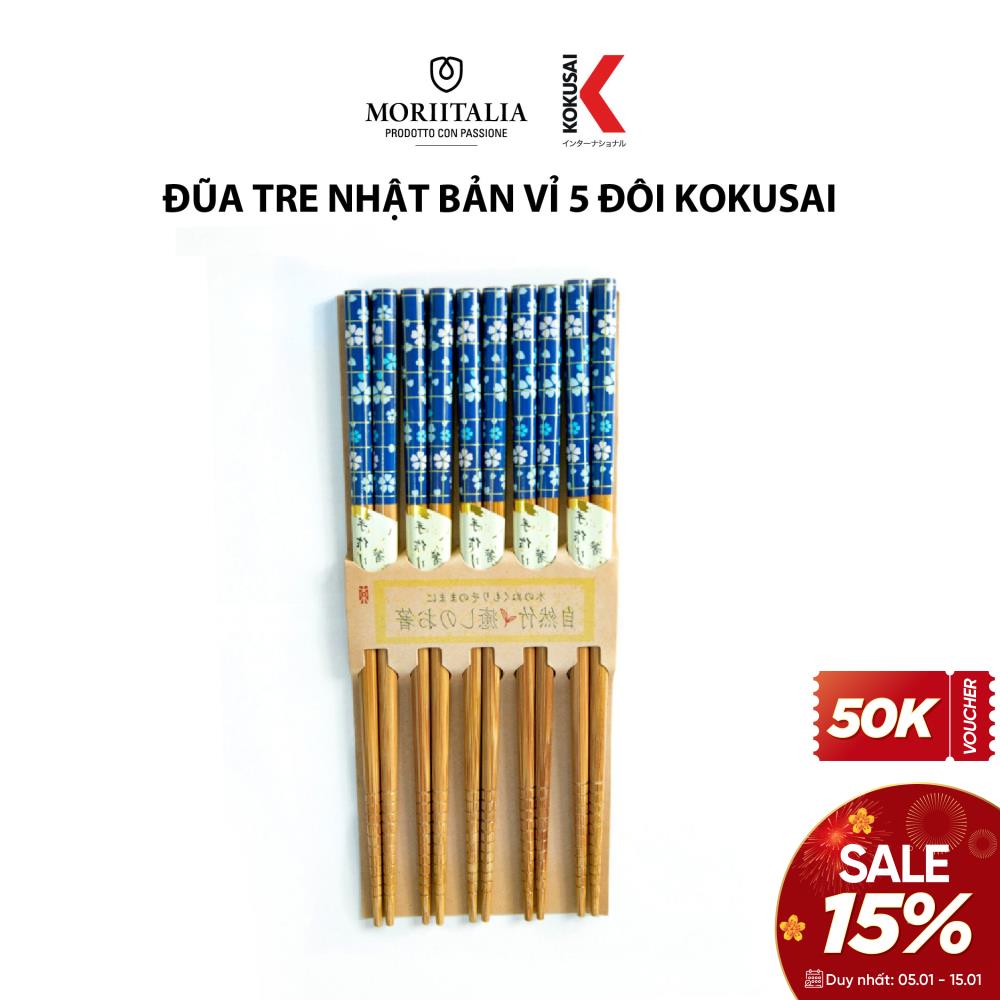 Vỉ 5 Đôi Đũa Tre Nhật Bản Kokusai chính hãng, an toàn NDCK-05A