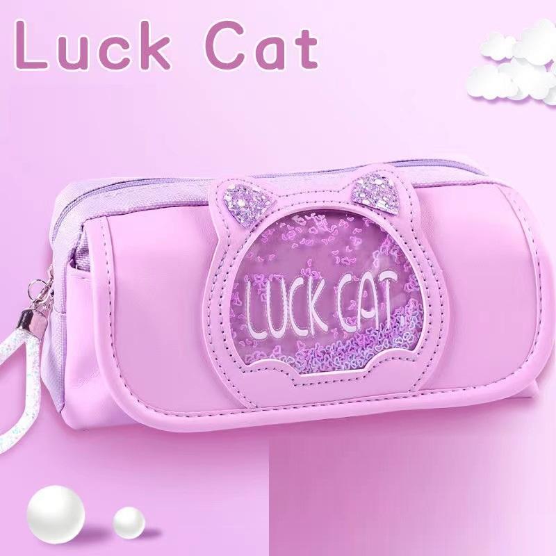 Hộp Bút Vải Cute Nhiều Ngăn Cho Bé Gái Mẫu Lovely Cat BU12