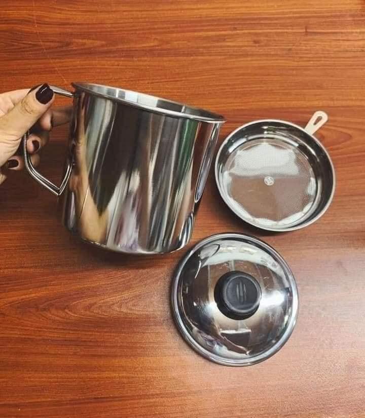 Ca Lọc Dầu Inox S304 Đẹp 1,2 Lít - Miễn Phí Vận Chuyển