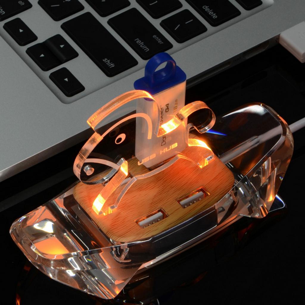 High Port USB 2.0 Multi HUB Splitter Expansion w/Led Light for PC