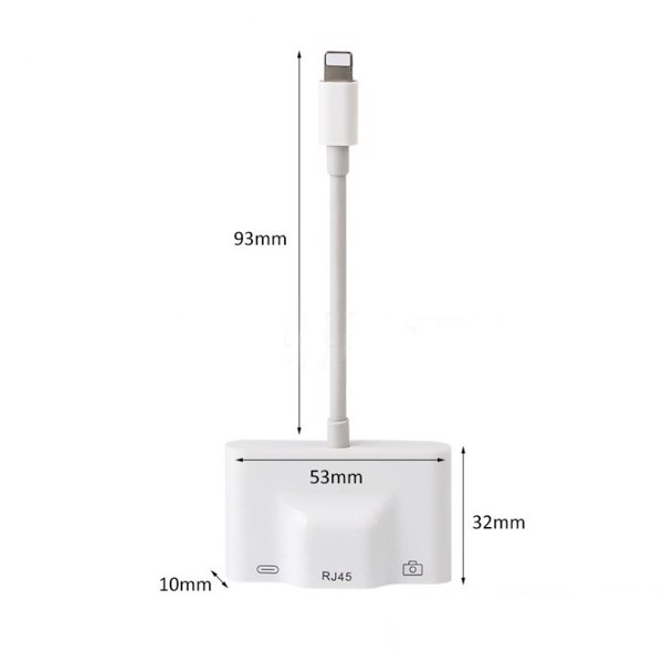 Adapter Lightning Ethernet cổng Lan RJ45 và Hub USB (kết nối bàn phím rời và OTG ) cho iPhone/ iPad - Hàng Chính Hãng