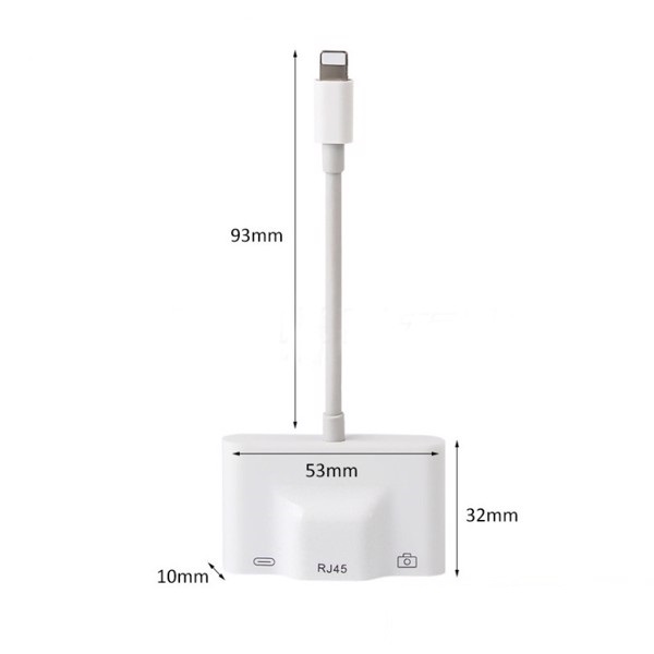 Adapter Lightning Ethernet cổng Lan RJ45 và Hub USB (kết nối bàn phím rời và OTG ) cho iPhone/ iPad - Hàng Chính Hãng