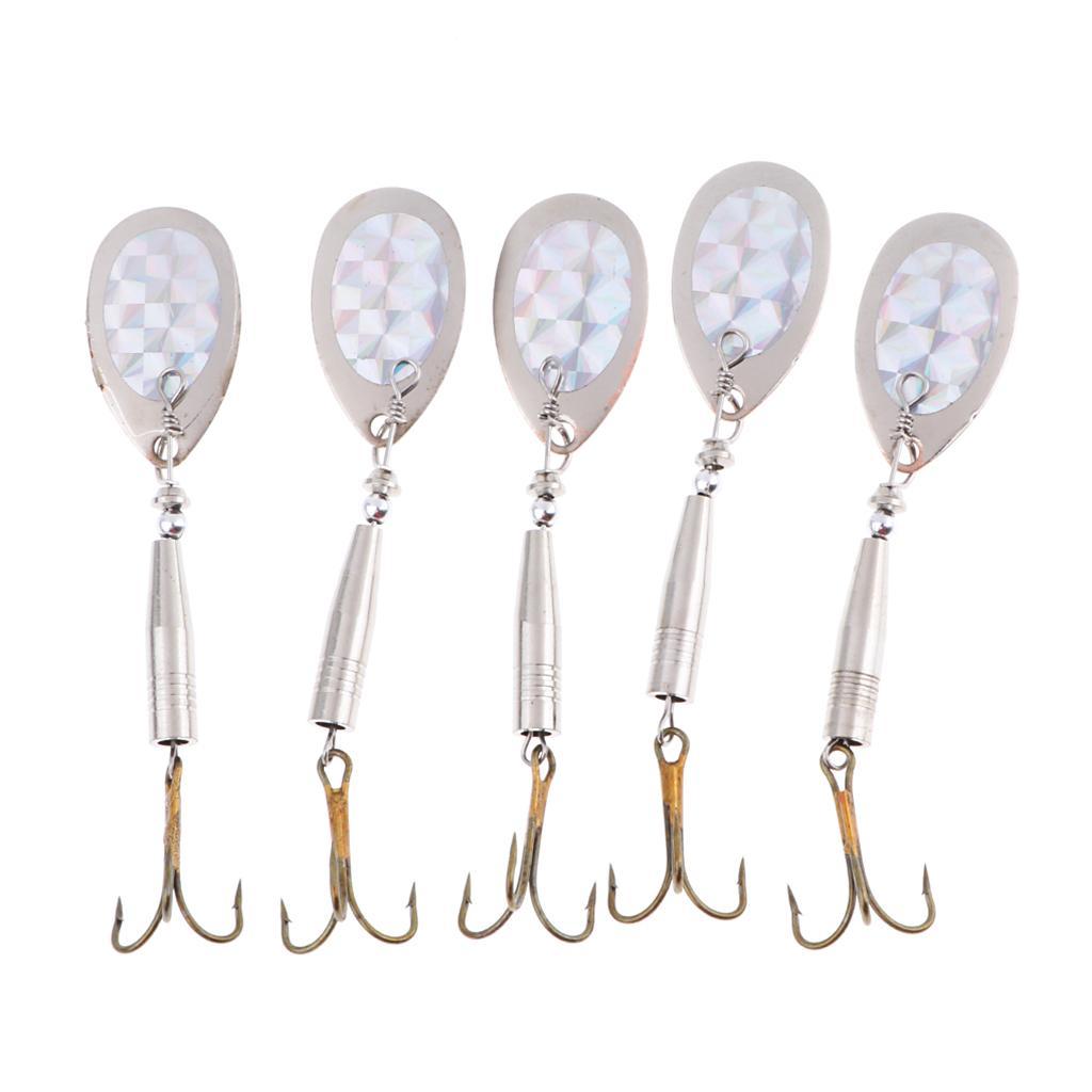 5pcs Fishing Lure Spinnerbait, Bass Trout Salmon Hard Metal Spinner Baits Kit