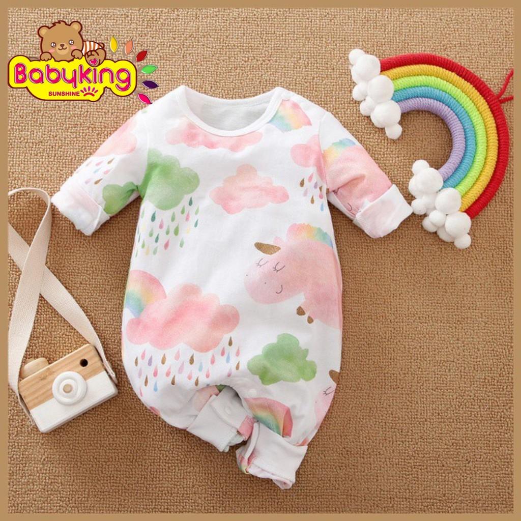 BodySuit,áo liền quần dễ thương dài tay kiểu mây bảy màu cho bé gái ,cotton 100%,thương hiệu Aiueo Nhật Bản.