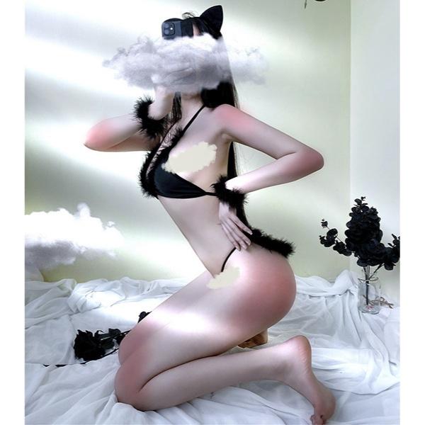 Cosplay mèo có đuôi đen sexy dễ thương bikini đồ lót mèo con kèm tai gợi cảm đáng yêu BIKI HOUSE N735 - Ship Hỏa Tốc HCM