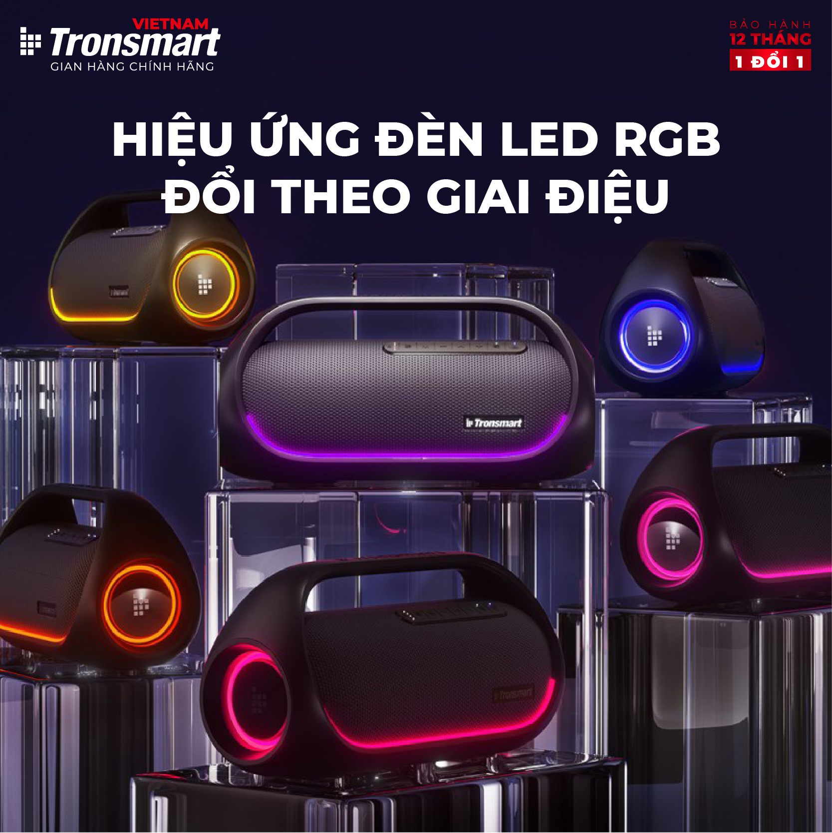 Loa bluetooth TRONSMART BANG Công suất 60W, Đèn led RGB theo nhịp - Công nghệ TuneConn, SoundPulse - 8 hiệu ứng EQ - Hàng chính hãng