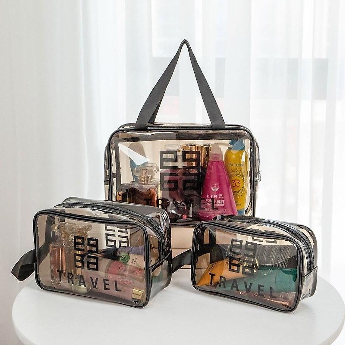 Set 3 Túi Đựng Mỹ Phẩm Trong Suốt Chống Thấm Nước Đa Dạng Kích Thước Đi Biển Đi Bơi Tiện Lợi Du Lịch