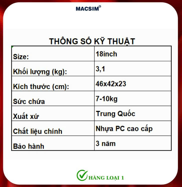 Vali cao cấp Macsim Seek MSSK09006 - Hàng loại 1 màu đen