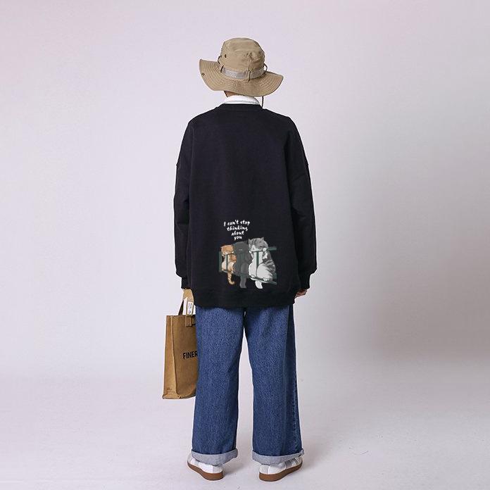 Áo dài tay trơn NỈ BÔNG Unisex MonsterX MÈO LAN CAN Sweater Ulzzang cặp đôi nam nữ form rộng oversize Hàn Quốc