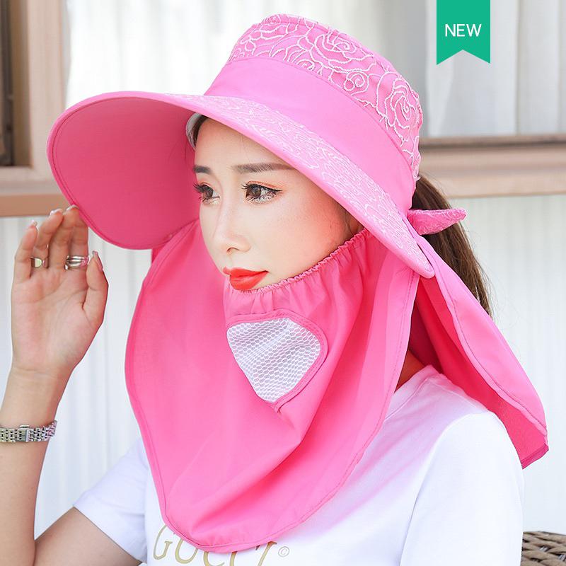 Mũ nón chống nắng đa năng nữ kèm khẩu trang trùn vai gáy, mũ rộng vành nữ