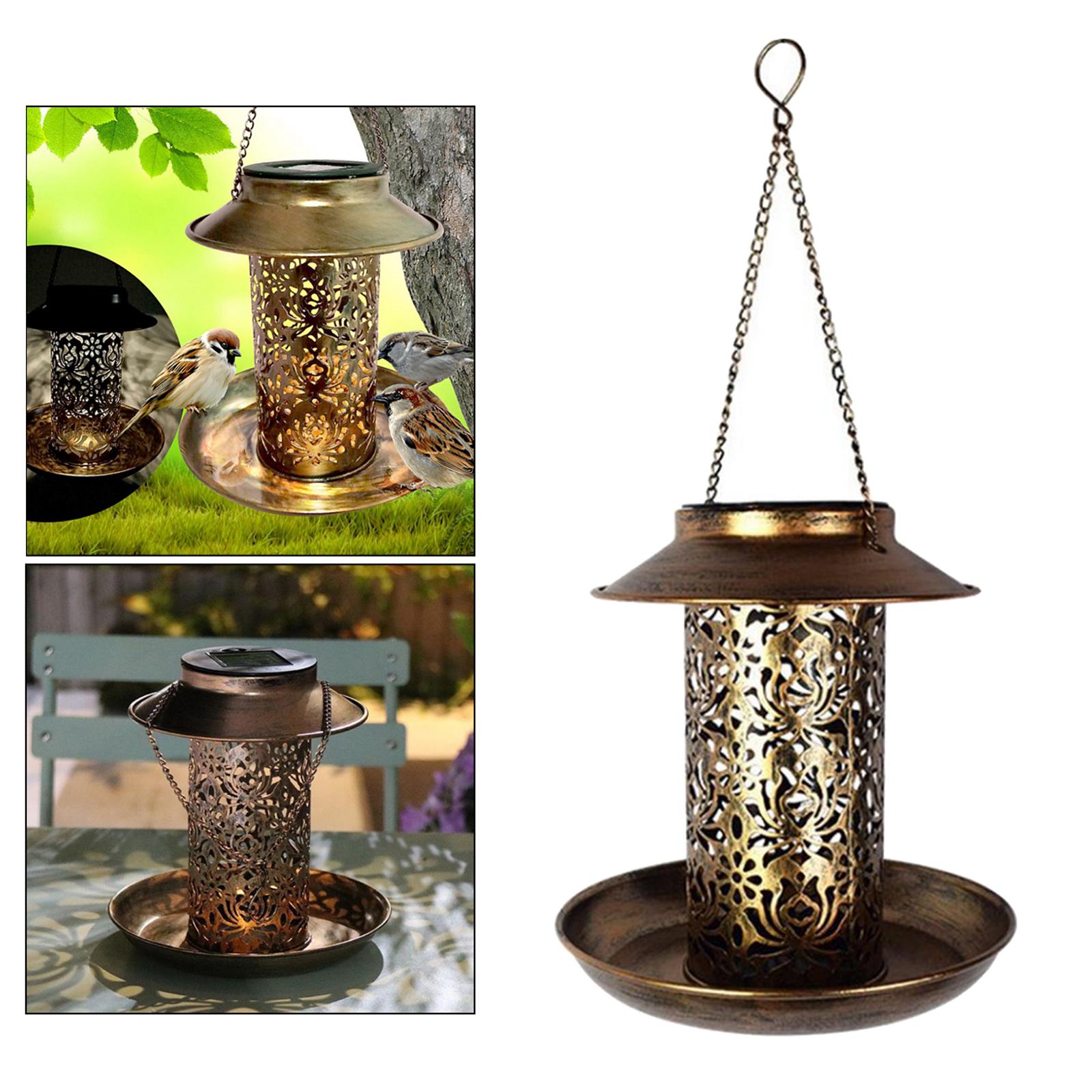Solar Bird Hanging Feeder Outside Hanging Food Feeder Outdoor Solar Powered Garden Lantern Lights for Outdoors Garden