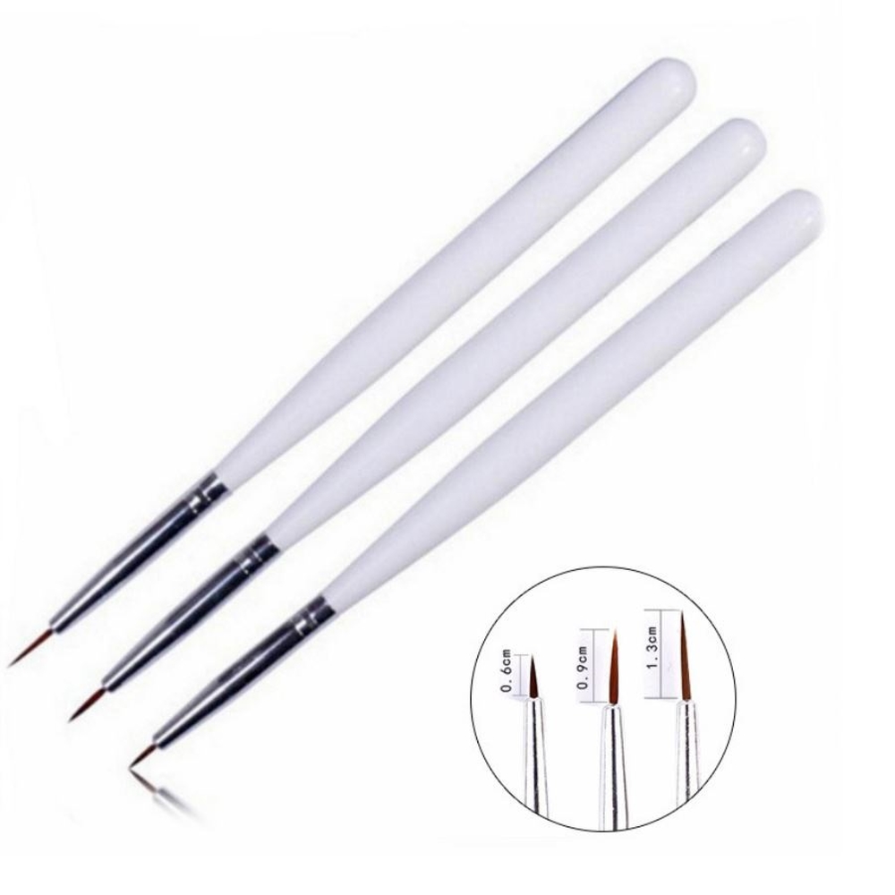 Set 3 Cọ Nét Trắng, Đồ Nghề Chuyên Dụng Khi Làm Vẽ Đường Mảnh Trên Nail, Dễ Dùng Và Thao Tác, Thiết Kế Nhỏ Gọn, Màu Trắng Thời Trang, Dụng Cụ Hỗ Trợ Tiết Kiệm Thời Gian Thực Hiện Họa Tiết Nhỏ Trên Móng