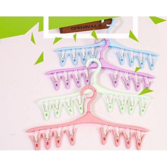 Combo 4 Móc Phơi Đồ, Móc Treo 8 Kẹp Đa Năng