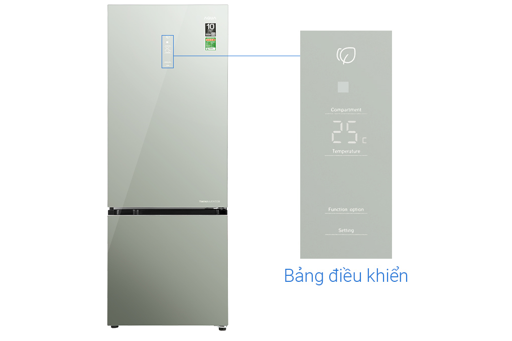 Tủ lạnh Aqua Inverter 292 lít AQR-B350MA(GM) - Hàng chính hãng - Chỉ giao HCM