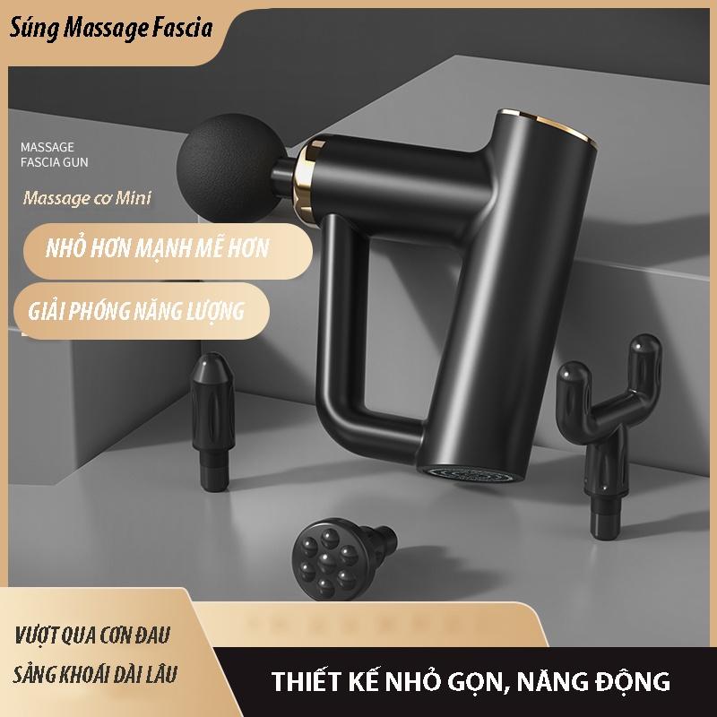 Súng Massage Fascial Gun 4 Đầu Trị Liệu 6 Chế Độ Mạnh Mẽ, Máy Massage Cầm Tay Thư Giãn Cơ Toàn Thân