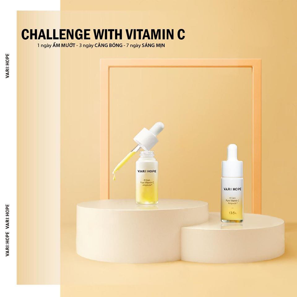 Tinh Chất Dưỡng Trắng, Làm Mờ Vết Thâm Trong 8 Ngày Vari:Hope 8 days Pure Vitamin C Ampoule Plus 15ml