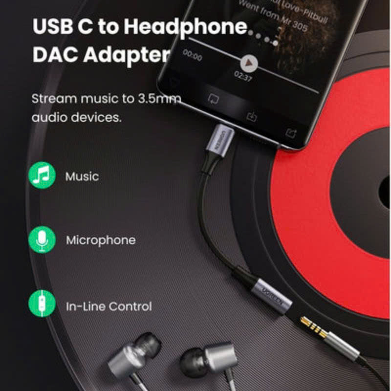 Cáp chuyển đổi Type C sang 3.5mm UGREEN AV142|Không chip DAC | Thiết kế cáp hiện đại, nhỏ gọn | Hàng chính hãng | Bảo Hành 18 Tháng 1 Đổi1