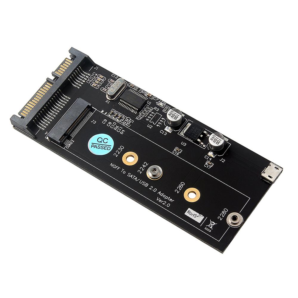 Thẻ chuyển đổi NGFF sang SATA / USB2.0 Phù hợp với 2230 2242 2260 2280 SSD với B-key / B + M-key cho SSD với cáp USB