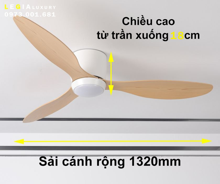 Quạt Trần Chung Cư Hiện Đại LGFAN711T - Trắng | Quạt Trần Phòng Ngủ Cho Bé