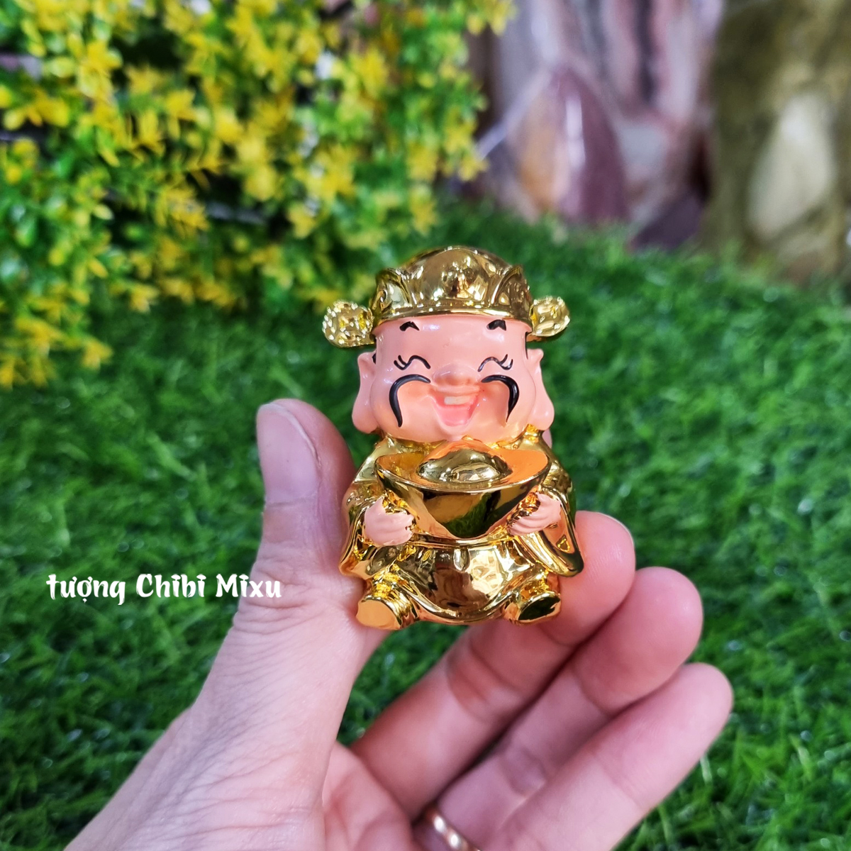 Miếu Thần Tài mini (gồm miếu size lớn + tượng Thần Tài xi 5cm)