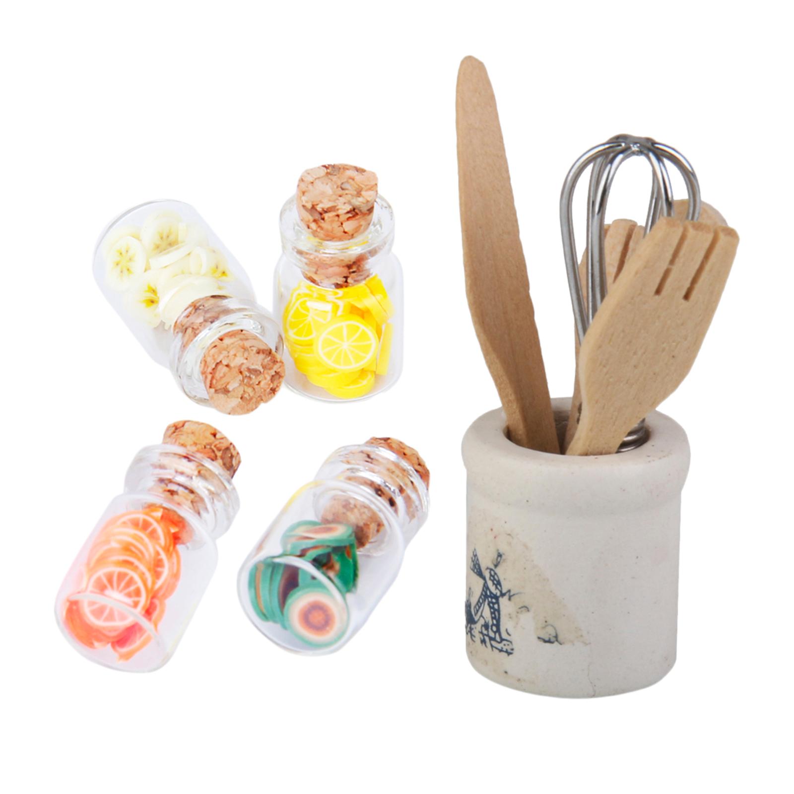 9 Pieces 1/12 Scale Dollhouse Miniature Simulation Cooking Kit Kitchen Accs