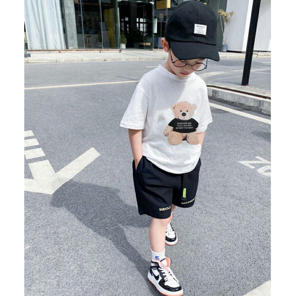 Áo Cộc Tay Cho Bé ROSY KIDS, Áo Phông Cộc Tay In Hình Gấu Bông Cho Bé Trai Bé Gái Đều Xinh từ 7-18kg