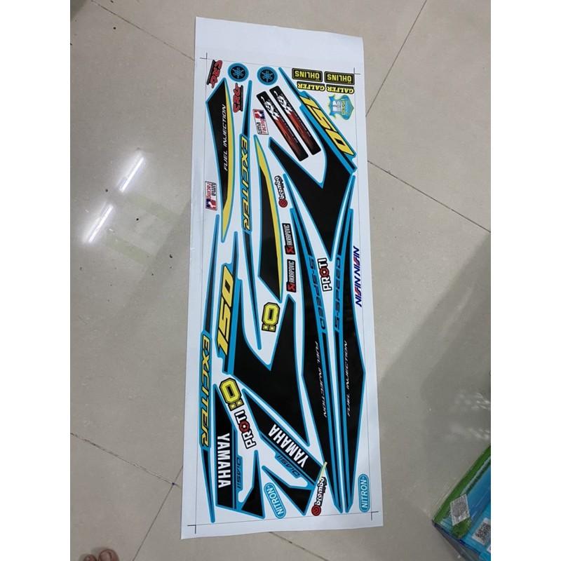 Tem rời xe Exciter 150 dán xe xanh ngọc