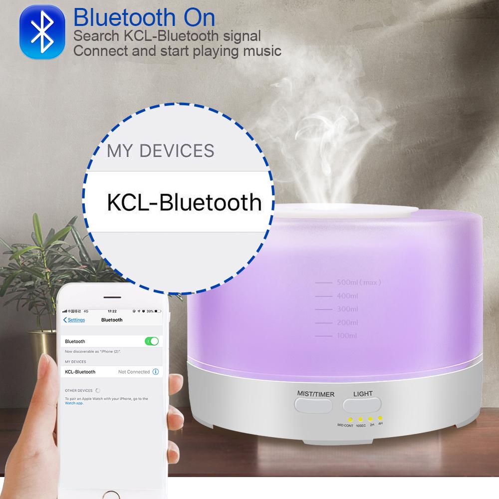 Hương Thơm Khuếch Tán Tinh Dầu 500ML Bluetooth Âm Nhạc Hương Thơm Khuếch Tán Đèn LED Đổi Màu 12W Máy Phun Sương Tạo Độ Ẩm Hộ Gia Đình Siêu Âm Thanh Máy Phun Sương Tạo Độ Ẩm