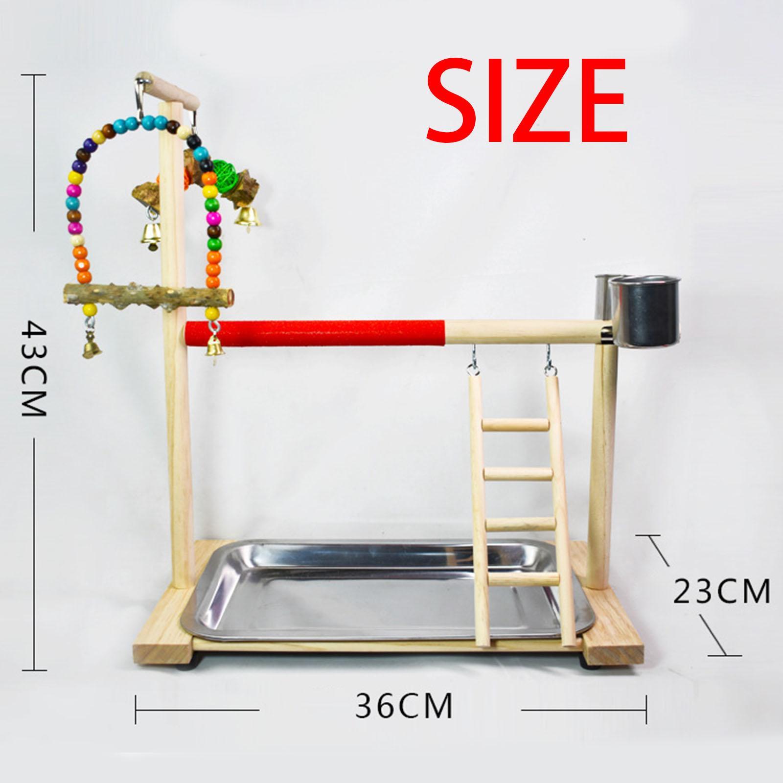 Portable Parrot Perch Stand Wooden Wood Frame Lightweight Bird Playground Adjustable Parrot Stand Perch for Cockatoo Parakeets Climbing
