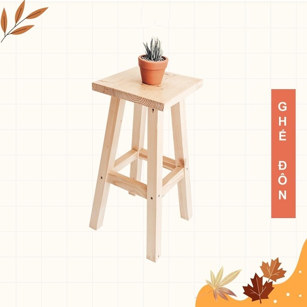 Ghế đôn cao 60cm, ghế gỗ ngồi đẹp