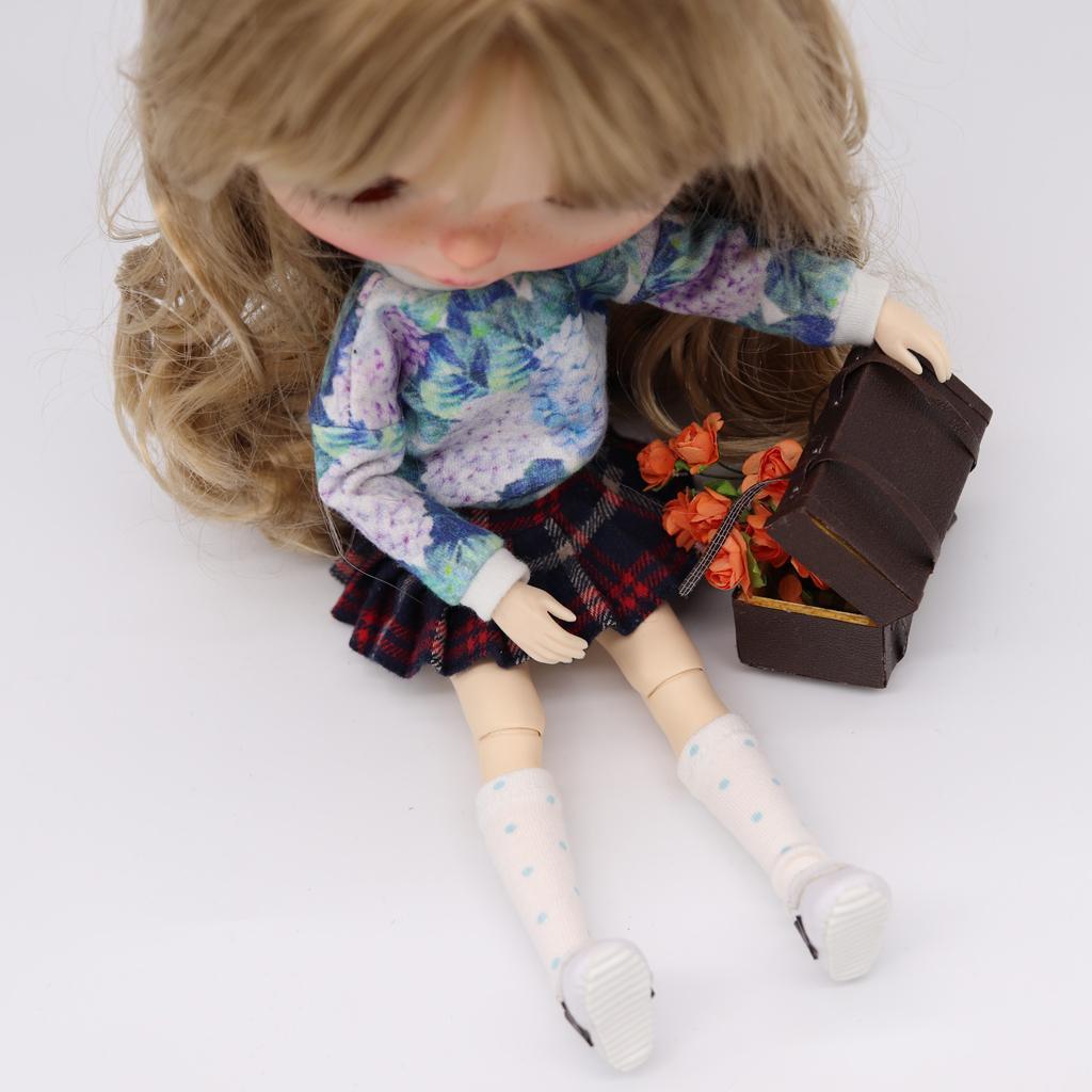 1/6 Fashion Doll Clothes Blue Outfit Sweatshirt Clothing for Blythe Dolls