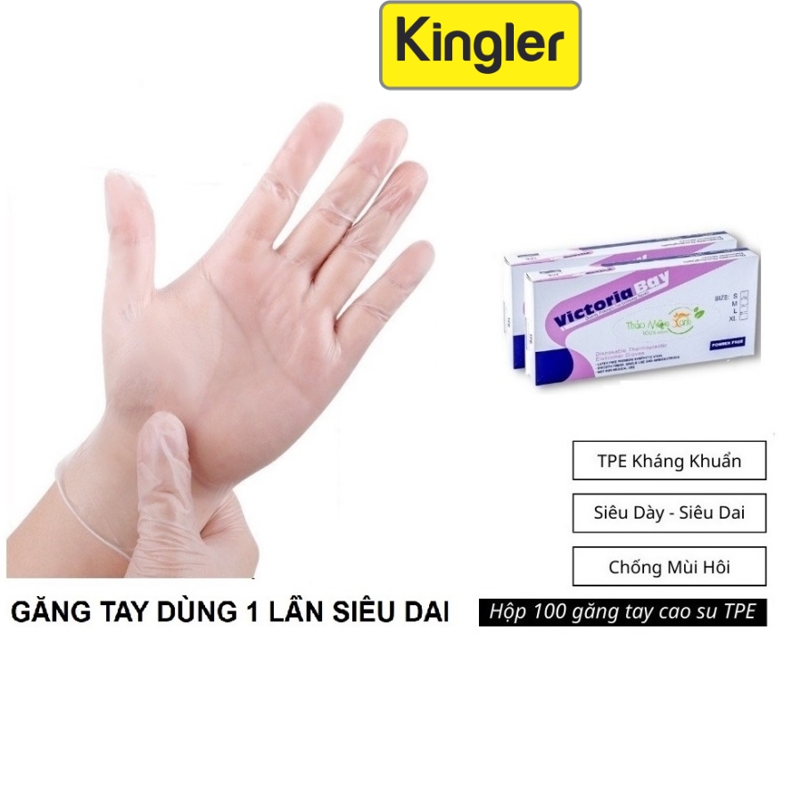 Hộp 100 Găng Tay Mỏng, Siêu Dai, Dùng 1 Lần, Nấu Ăn - Làm Bếp - Vệ Sinh - Tiện Dụng Trong Nhà. Kingler 5858